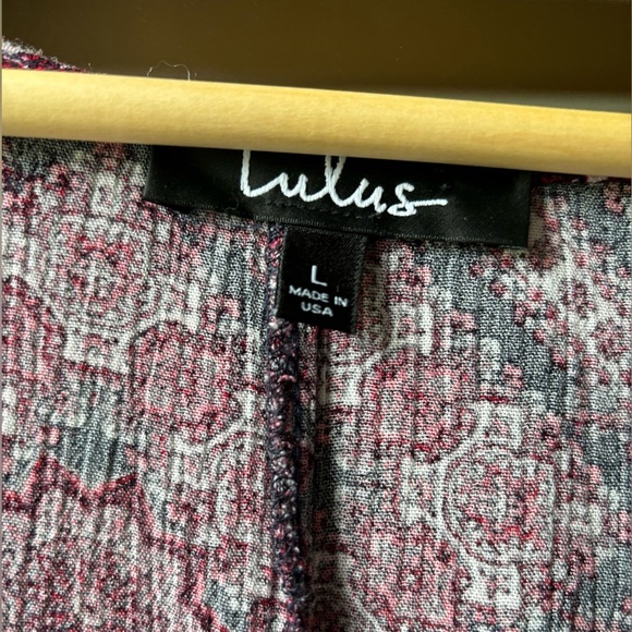 LULUS | Boho Burgundy Print dress | size Large - Picture 6 of 14